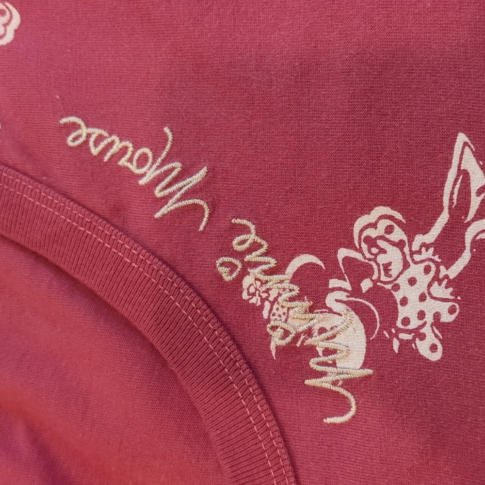 Disney | Minnie Mouse T-Shirt Short Sleeve Embroidered Signature Deep Rose | XXL